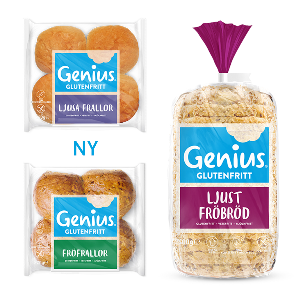 h2GENIUS GLUTENFRITT BRD I SVERIGEh2h3brNY DESIGN SAMMA UNDERBARA SMAKh3h4brEtt mer attraktivt utseende s att du inte missar produkterna i butiken Hitta ditt favorit Frbrd och Frfrallor i den nya designen och upplev vra nya mjuka och underbart goda Ljusa Frallor perfekt till frukosten eller lunchen och snacksen eller helt enkelt att ta med dig utbrInga kompromisser gllande smak ngon gng under dagenbrh4h3VRA BRDh3h4brh4h3VAR KAN JAG KPA GENIUSh3h4Du hittar Genius p Coop Willys City Gross Hemkp och Ica Leta efter brdet i den vanliga brdavdelningenbrbrh4h4img altSwedish Stockists srcuploadsblog-grocery-stores-swedenpngbrh4h3GENIUS FINNS NU I SVERIGEh3h3Har du lngtat efter ett nytt glutenfritt alternativ Genius r ett frskt gott och frasigt brd som du bara mste testa Om du gr ngon hrlig macka tagga geniusglutenfritt s vi fr se h3h3brVARFR R GENIUS GENIALISKTh3h3Allt brjade med en mamma som ville ge sin glutenintoleranta son ett riktigt gott brd Lucinda hade tidigare varit kock och lskade att experimentera i kket Efter mngder av frsk och en frstrd ugn kunde Genius ntligen lanseras 2009 brbrIdag r Genius bstsljare i Storbritannien och finns i tta lnder Mlet r att erbjuda dig ett brd som smakar lika gott som vanligt brd fast utan glutenbrbrh3